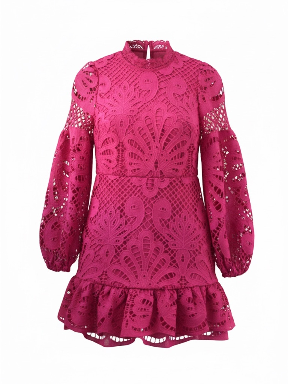 Aqua Bright Pink Lace Cutout Mini Dress - Picture 1 of 2